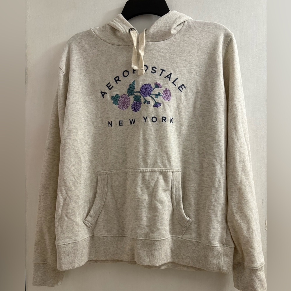 Aeropostale Women's Beige Hoodie with Floral Design